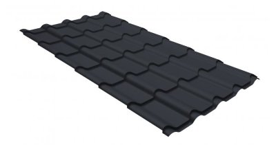 Металлочерепица камея GL 0,5 GreenCoat Pural matt RR 23 темно-серый (RAL 7024 мокрый асфальт)