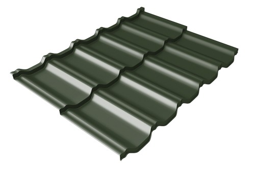 Металлочерепица модульная Квинта Uno Grand Line c 3D резом 0,5 GreenСoat Pural Matt RR 11 темно-зеленый (RAL 6020 хромовая зелень) купить в Наро-Фоминске